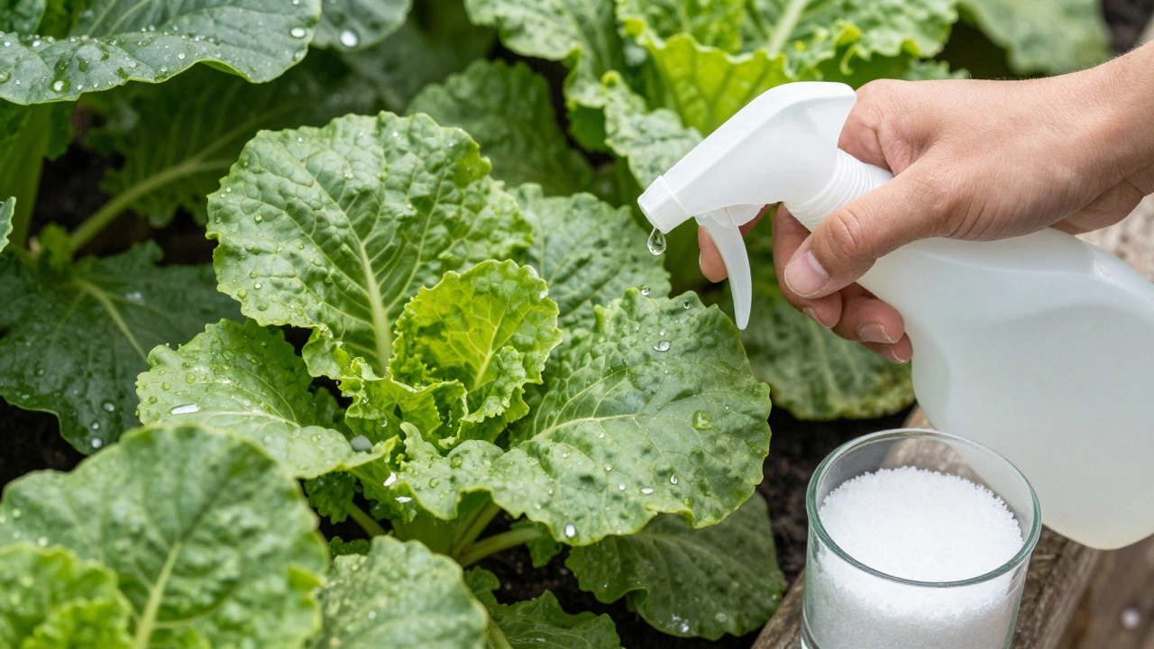 Опрыскивание листьев растения азотным удобрением для быстрого роста